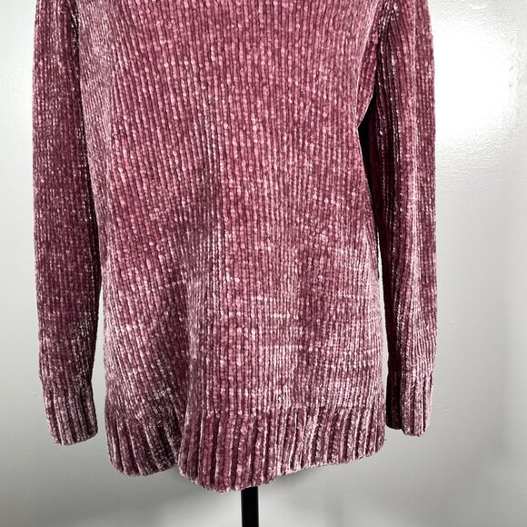 Orvis Burgundy Velvety V Neck  Chunky Tight Knit Long Sleeve Pullover Large - Picture 5 of 14